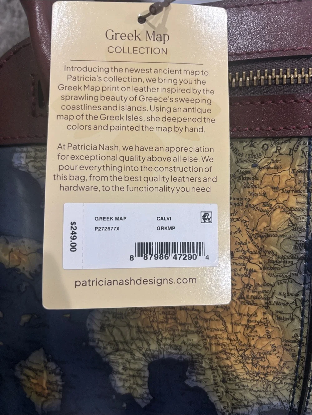 Patricia Nash Navy & Brown Vintage Map Satchel